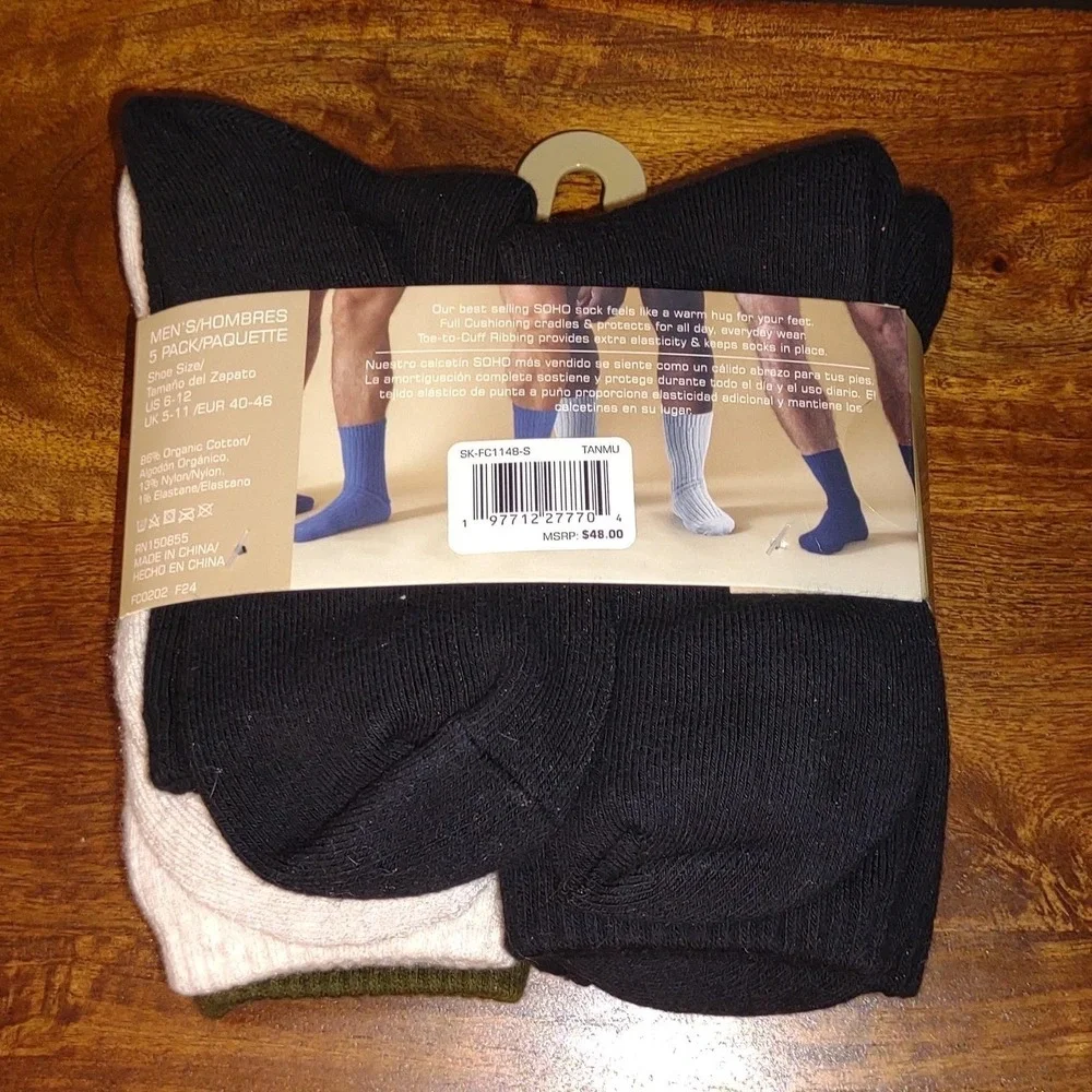 French Connection Organic Cotton SOHO CREW Socks NEW (5) Moisture Control Smooth